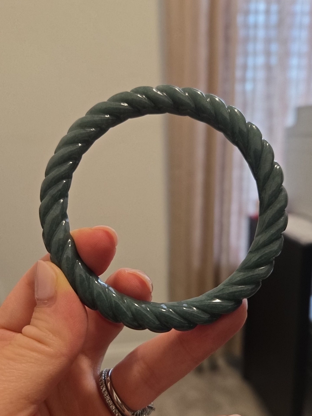 Green Twisted JADE Bangle Bracelet